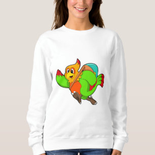 Papagei als Hiker mit Rucksack Sweatshirt