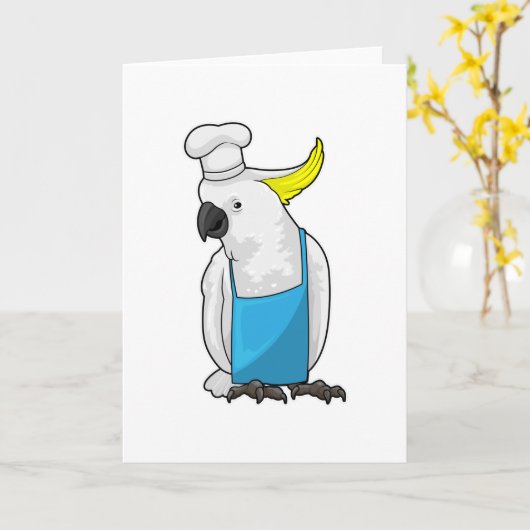 Papagei als Koch mit Kochmütze Karte (Gelbe Blume)