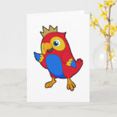 Papagei als König mit Krone Karte (Gelbe Blume)