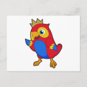 Papagei als König mit Krone Postkarte (Vorderseite)