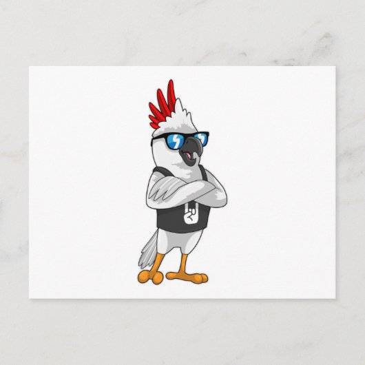 Papagei als Musiker mit Sonnenbrille Postkarte (Vorderseite)
