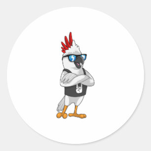 Papagei als Musiker mit Sonnenbrille Runder Aufkleber