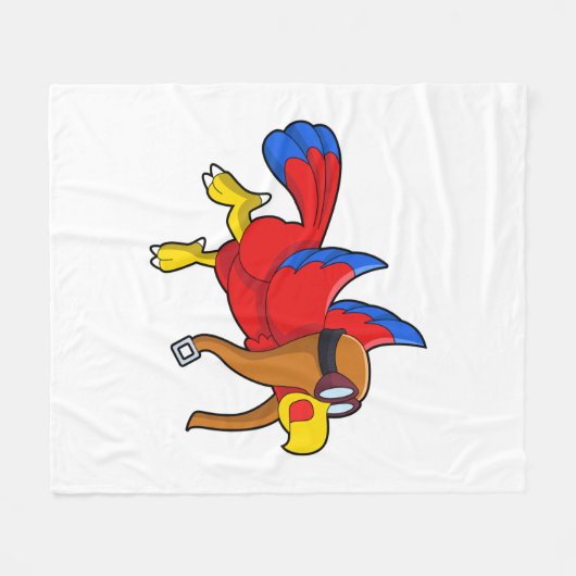 Papagei als Pilot Fleecedecke (Vorderseite (Horizontal))