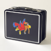 Papagei als Pilot Metall Brotdose (Rückseite)