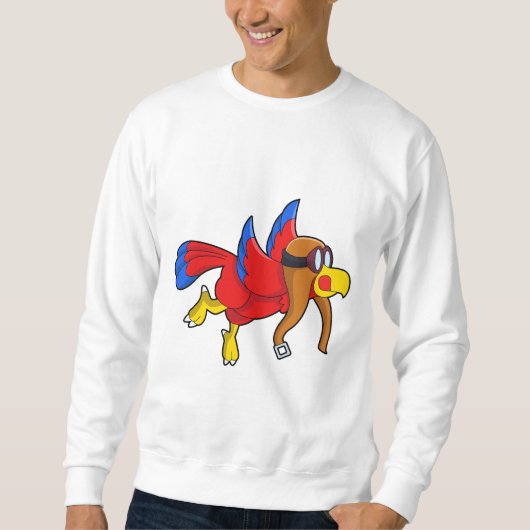 Papagei als Pilot Sweatshirt (Vorderseite)