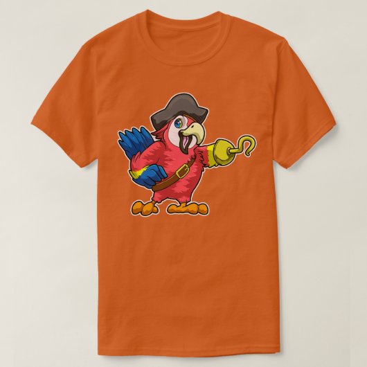 Papagei als Pirat mit Hakenhecht T-Shirt (Design vorne)