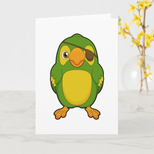 Papagei als Pirate mit Eyepatch Karte (Gelbe Blume)