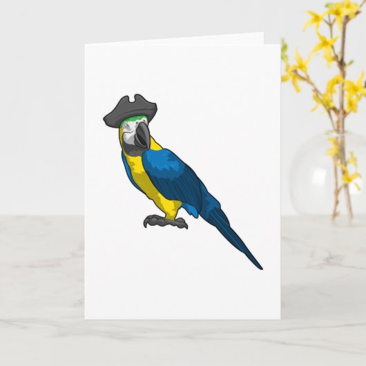 Papagei als Pirate mit Hut Karte (Gelbe Blume)