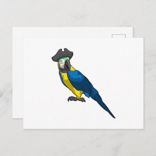 Papagei als Pirate mit Hut Postkarte (Vorne/Hinten)