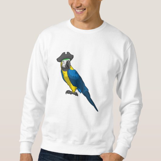 Papagei als Pirate mit Hut Sweatshirt (Vorderseite)