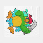 Papagei als Pirate mit Schwert Fleecedecke (Vorderseite (Horizontal))