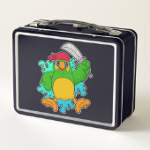 Papagei als Pirate mit Schwert Metall Brotdose (Rückseite)