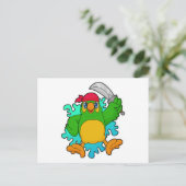 Papagei als Pirate mit Schwert Postkarte (Stehend Vorderseite)