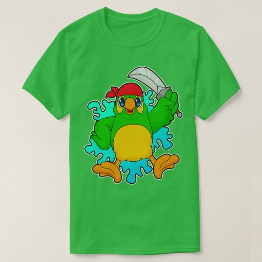 Papagei als Pirate mit Schwert T-Shirt (Design vorne)