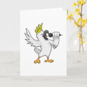 Papagei als Sänger mit Mikrofon Karte (Gelbe Blume)