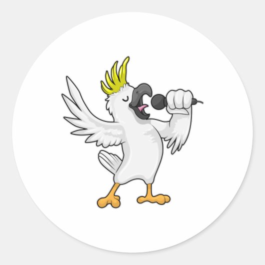 Papagei als Sänger mit Mikrofon Runder Aufkleber (Vorderseite)