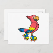 Papagei als Skater mit Roller-Skaten Postkarte (Vorne/Hinten)