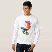 Papagei als Skater mit Roller-Skaten Sweatshirt (Vorne ganz)