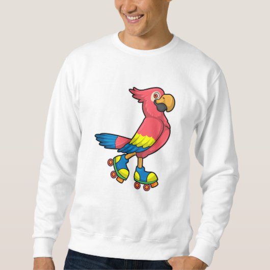 Papagei als Skater mit Roller-Skaten Sweatshirt (Vorderseite)