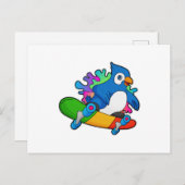 Papagei als Skater mit Skateboard Postkarte (Vorne/Hinten)