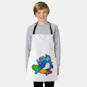 Papagei als Skater mit Skateboard Schürze (Getragen)