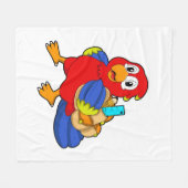 Papagei als Student mit Rucksack Fleecedecke (Vorderseite (Horizontal))