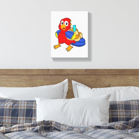 Papagei als Student mit Rucksack Leinwanddruck (Insitu (Schlafzimmer))