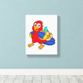 Papagei als Student mit Rucksack Leinwanddruck (Insitu (Holzboden))