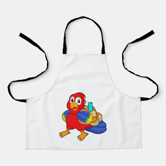 Papagei als Student mit Rucksack Schürze (Vorderseite)