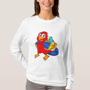 Papagei als Student mit Rucksack T-Shirt
