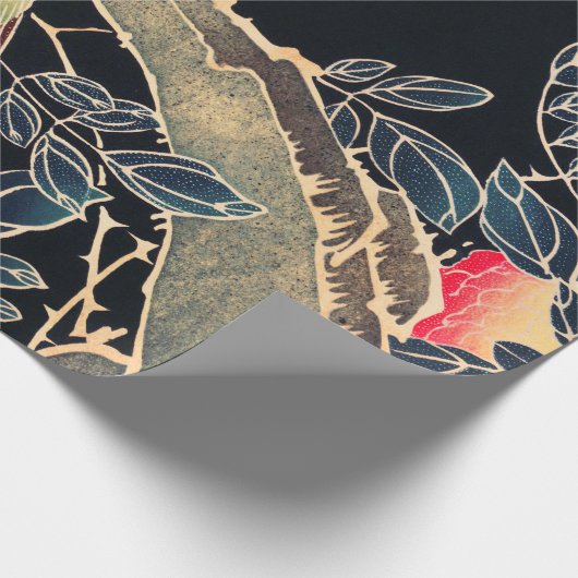 Papagei am Rande einer blühenden Rose Bush Geschenkpapier (Ecke)