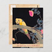 Papagei am Rande einer blühenden Rose Bush Postkarte (Vorne/Hinten)