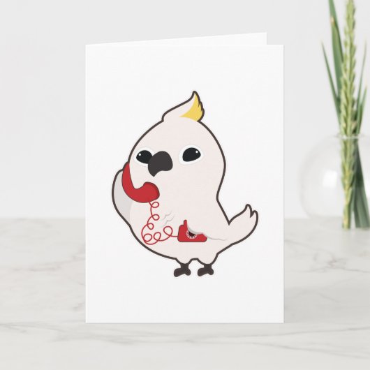 Papagei am Telefon mit Telefonhörer Karte (Vorderseite)