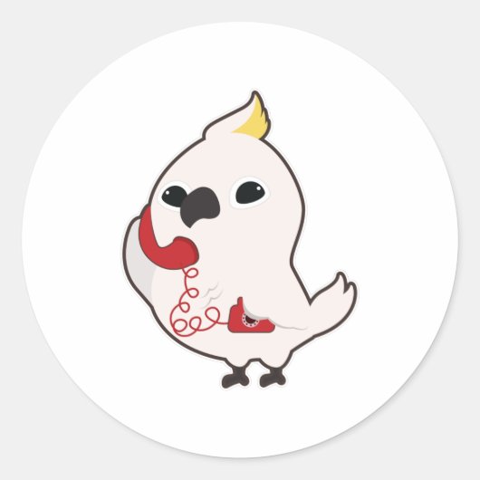 Papagei am Telefon mit Telefonhörer Runder Aufkleber (Vorderseite)