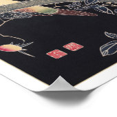 Papagei am Zweig, blühende Rose Bush, Jakuchū Poster (Ecke)