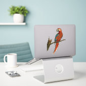 Papagei an einer Zweigniederlassung Aufkleber (Laptop auf Schreibtisch)