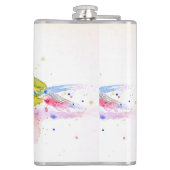 Papagei Art Aquarellmalerei Rot Blau Farbenfroh Flachmann (Rückseite)