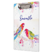 Papagei Art Aquarellmalerei Rot Blau Farbenfroh Klemmbrett (Links)