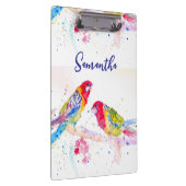 Papagei Art Aquarellmalerei Rot Blau Farbenfroh Klemmbrett (Rechts)