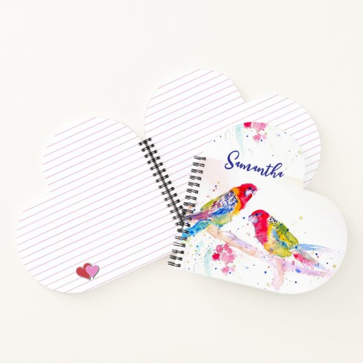 Papagei Art Aquarellmalerei Rot Blau Farbenfroh Notizblock (Innenseite)