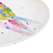 Papagei Art Aquarellmalerei Rot Blau Farbenfroh Schneidebrett (Ecke)
