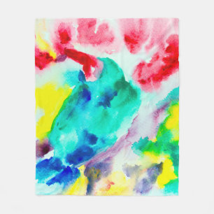 Papagei auf Baum, Vogel Abstrakte Helle Aquarell g Fleecedecke