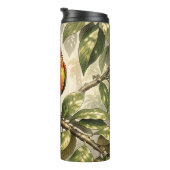 Papagei auf Baum Zeichnung Thermosbecher (Nach rechts gedreht)