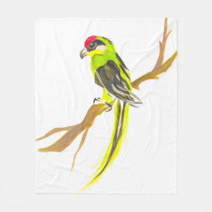 Papagei auf einem Zweig. Aquarellmalerei Fleecedecke