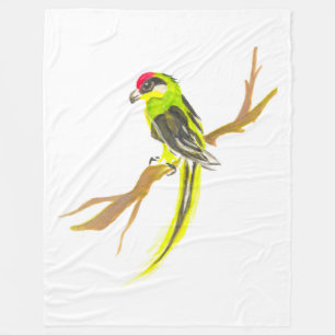 Papagei auf einem Zweig. Aquarellmalerei Fleecedecke