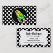 Papagei auf schwarzen und weißen Polka-Punkten Visitenkarte (Vorne/Hinten)