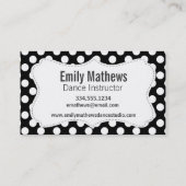 Papagei auf schwarzen und weißen Polka-Punkten Visitenkarte (Rückseite)