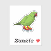 Papagei bei Ice-Skaten mit Ice-Skaten Aufkleber (Blatt)