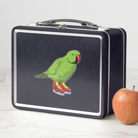 Papagei bei Ice-Skaten mit Ice-Skaten Metall Brotdose (Beispiel)