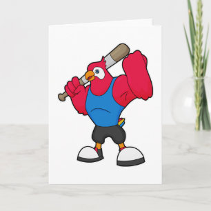 Papagei beim Baseball mit Baseballschläger Karte